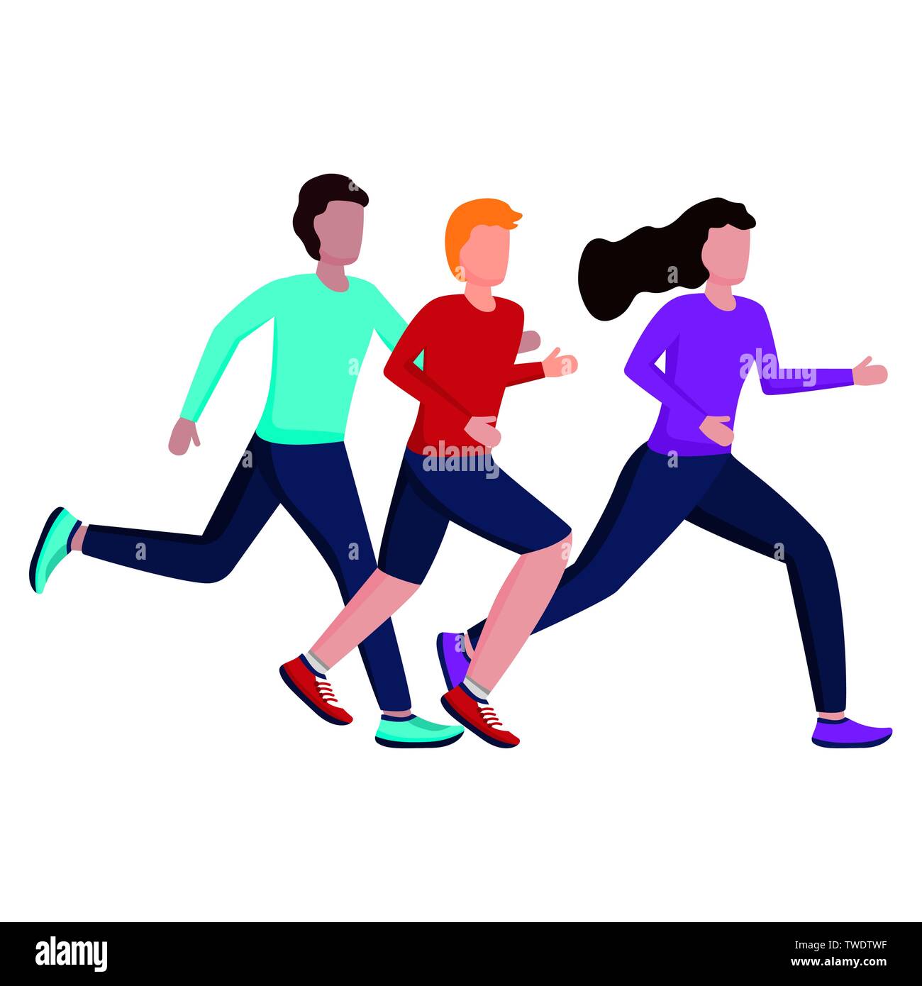 men and woman running activity vector illustration Stock Vector Image ...
