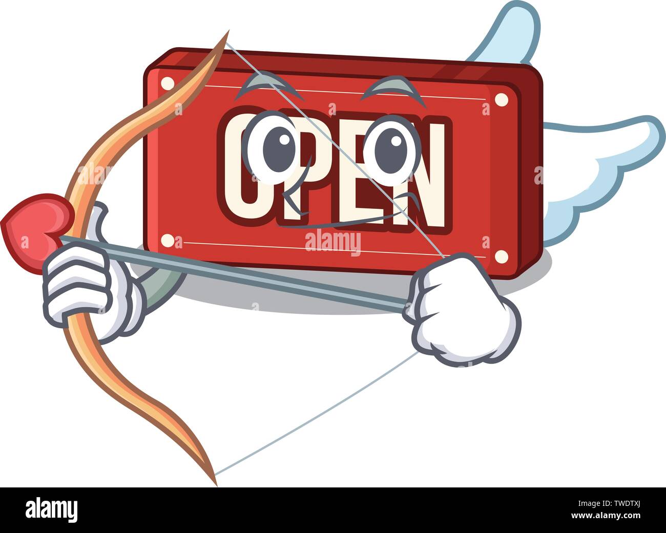Cupid open sign in the mascot shape Stock Vector Image & Art - Alamy