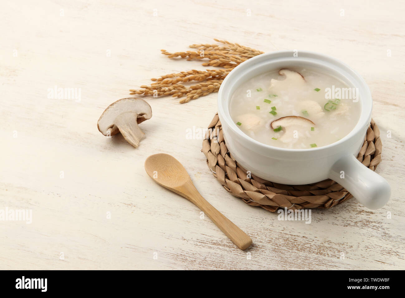 Shiitake mushroom chicken porridge Stock Photo Alamy