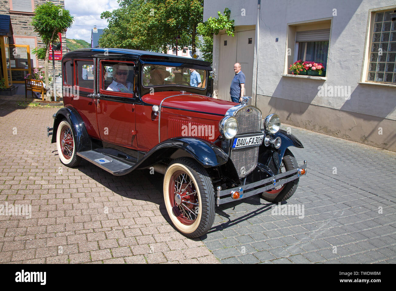 Ford Model A at village Veldenz, Middle Mosel, Rhineland-Palatinate, Germany Stock Photo