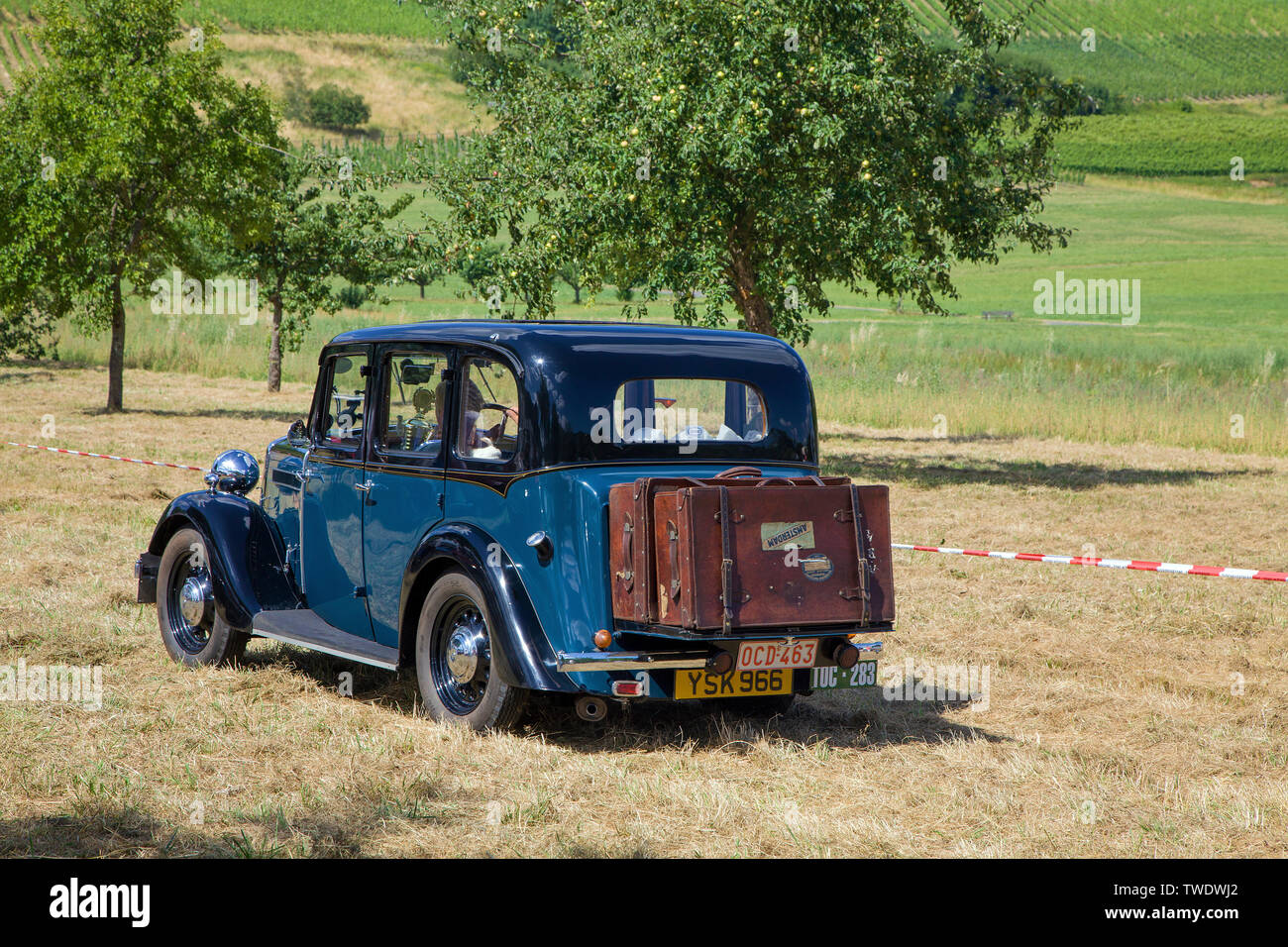 Historic car, Wolseley, Model 12/48, Veldenz, Middle Mosel, Rhineland-Palatinate, Germany Stock Photo