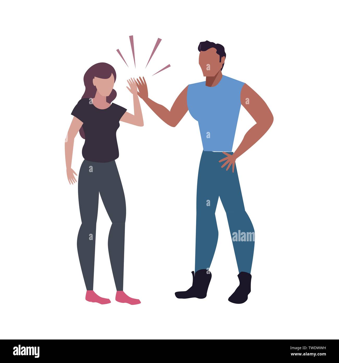 man and woman hand shake characters team work vector illustration Stock ...