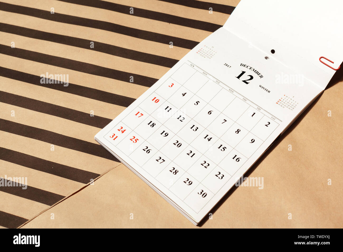 December calendar page on a desk Stock Photo - Alamy