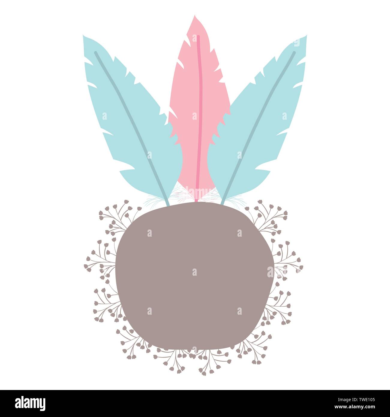 bohemian frame with feathers and flowers vector illustration design ...