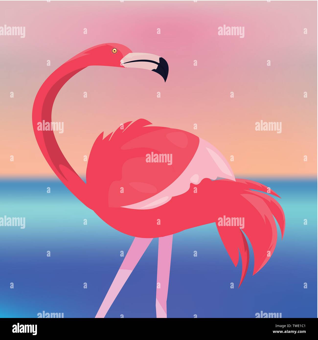 summer time holiday flamingo blur background vector illustration Stock ...