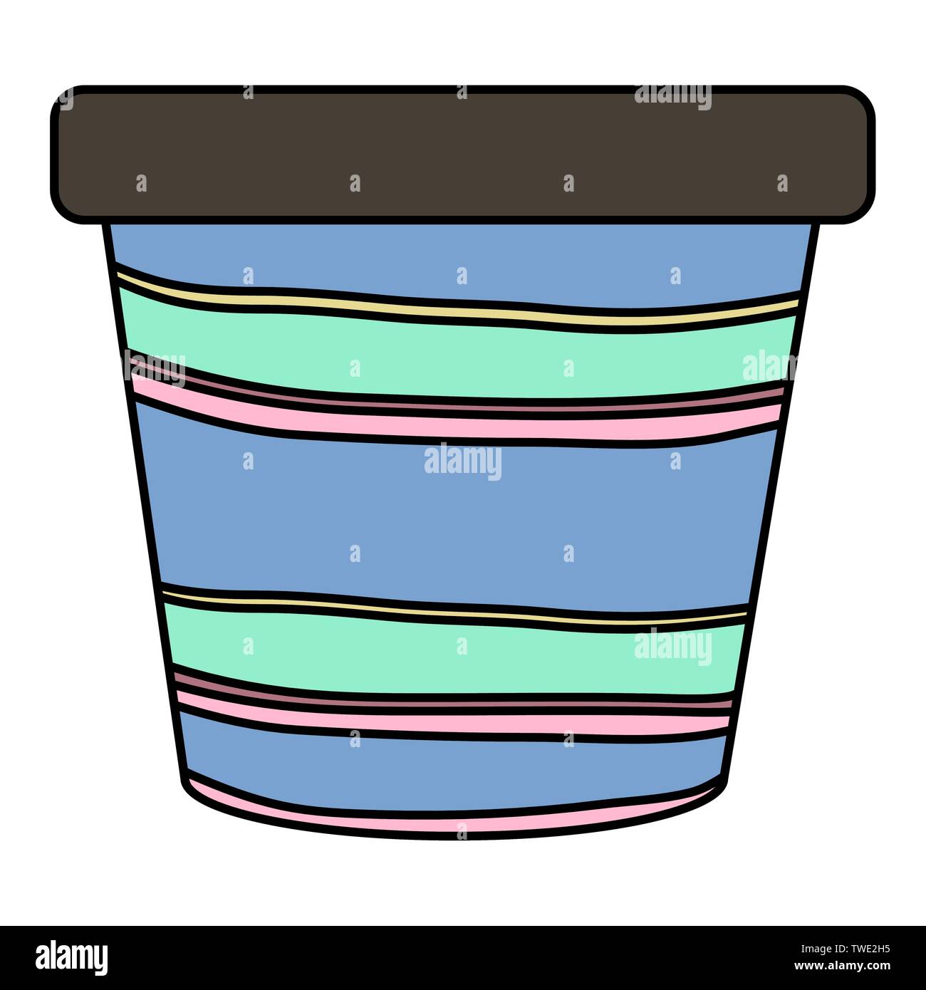 ceramic garden pot with stripes decorative vector illustration design ...
