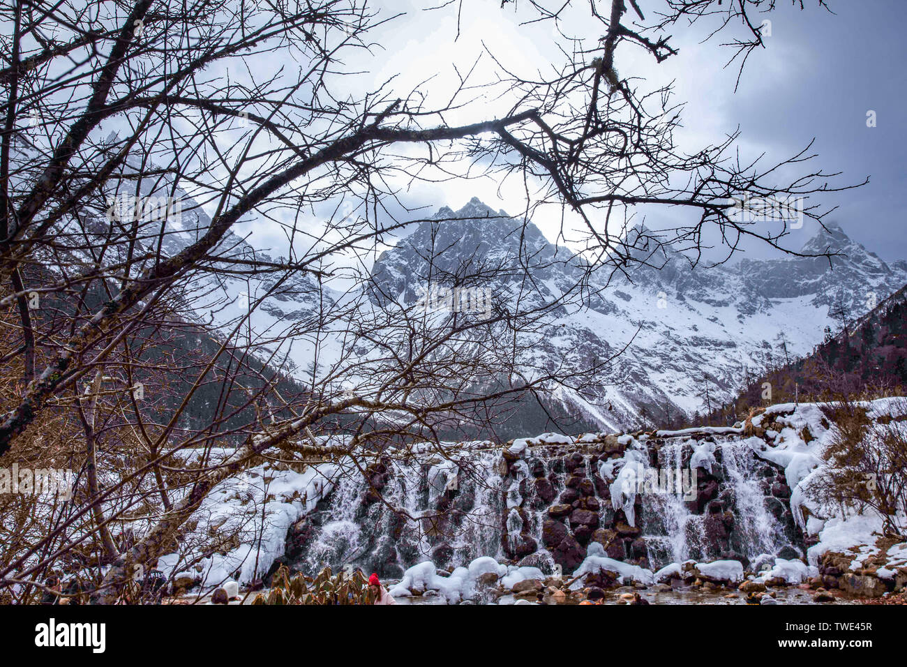 Li County Snow scenery of Bipanggou, Li County Stock Photo - Alamy