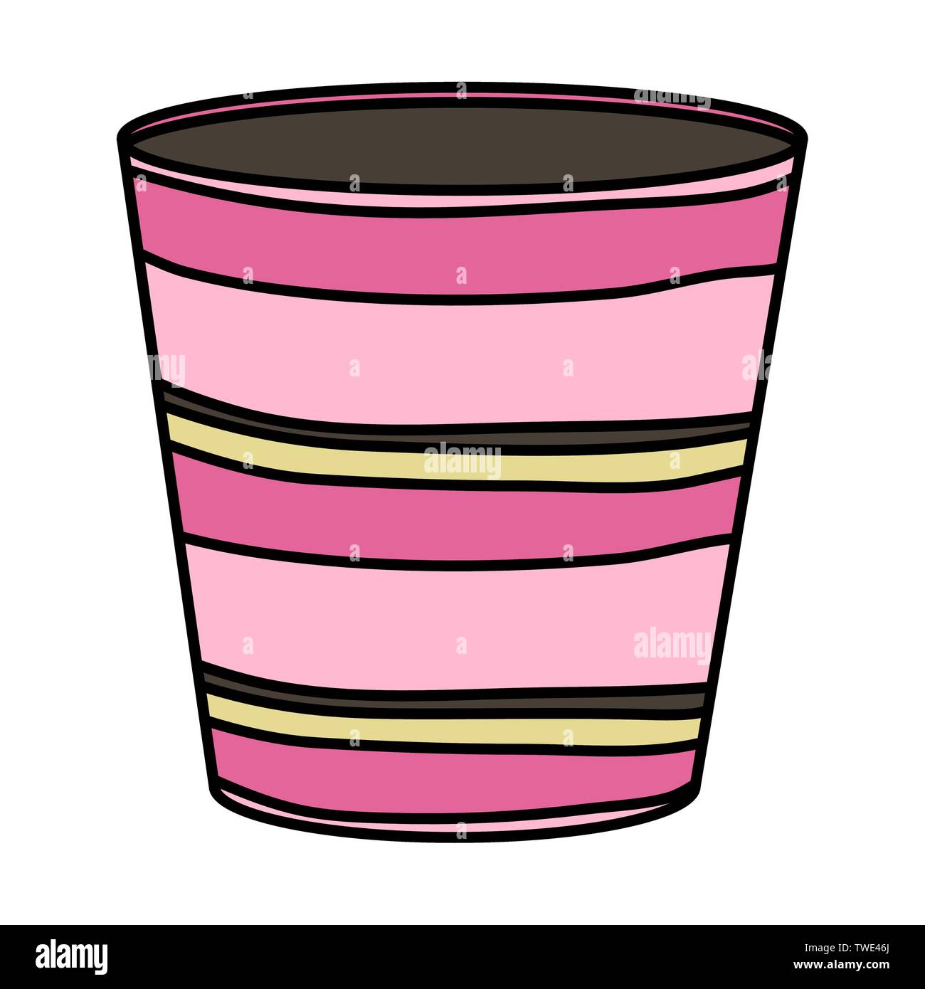 ceramic garden pot with stripes decorative vector illustration design ...