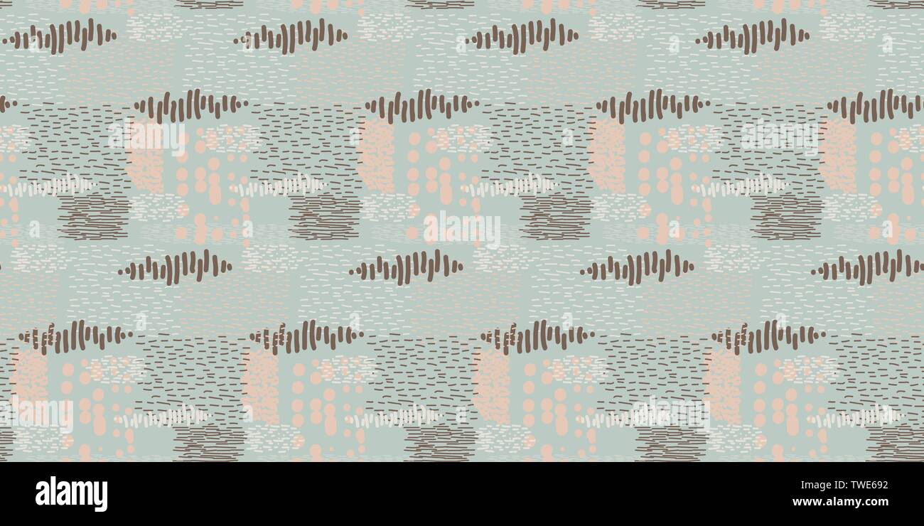 Stitched abstract texture repeat seamless vector pattern. Stock Vector