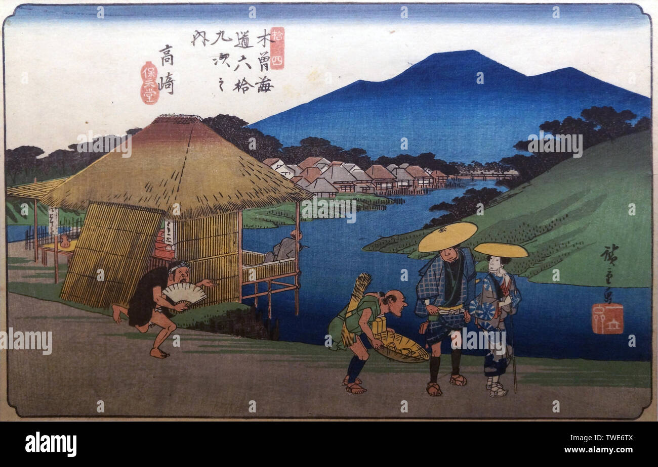 Sixty-nine Stations of Kiso Kaido Highway: Takasaki, woodblock print, by Utagawa Hiroshige, 19th century Stock Photo