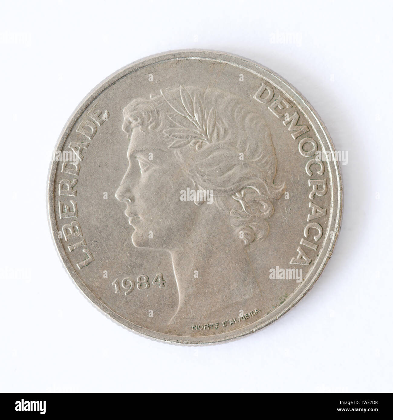 Portugal 25 Escudos Coin - 1984 Stock Photo