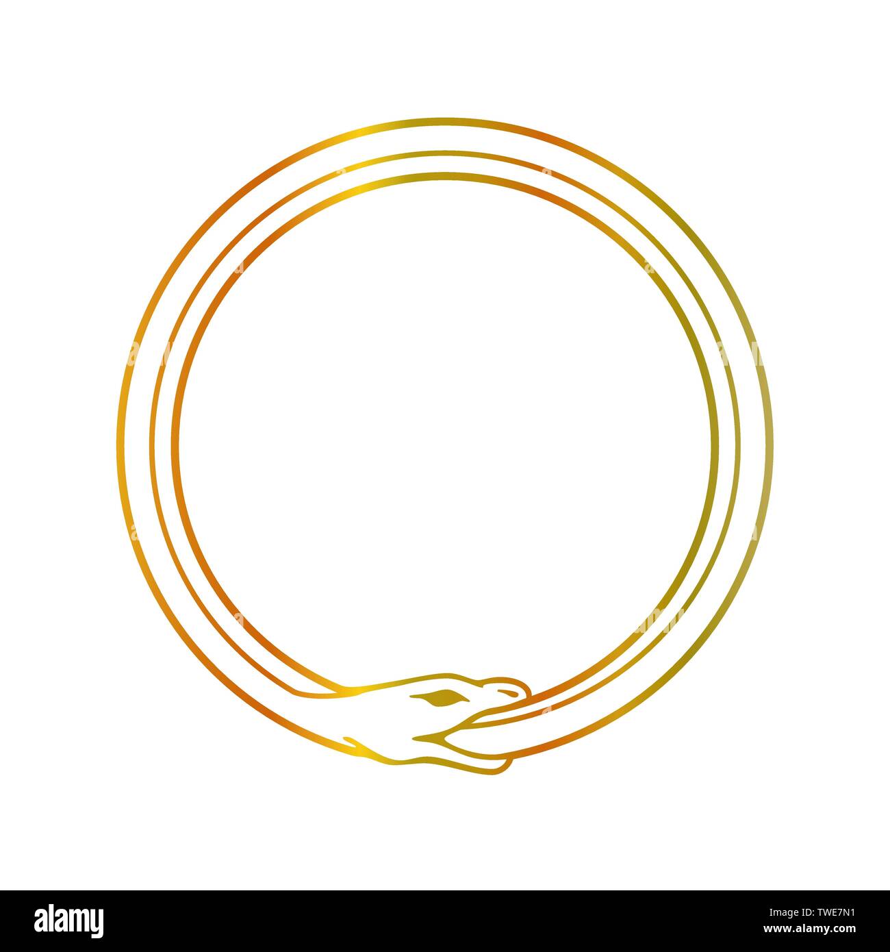 The symbol of Ouroboros snake- The self ingesting snake Stock Vector