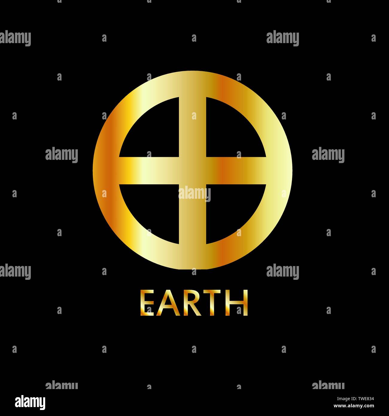 Zodiac and astrology symbol of the Earth in gold colors