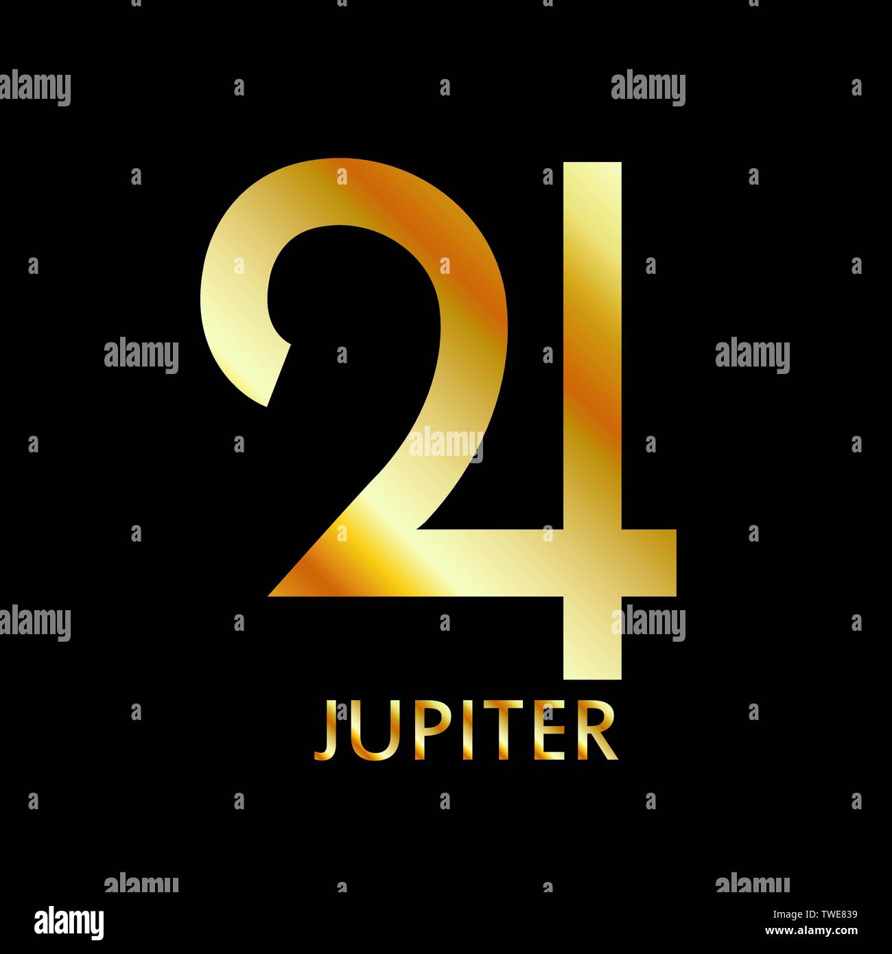Zodiac and astrology symbol of the planet Jupiter in gold ...