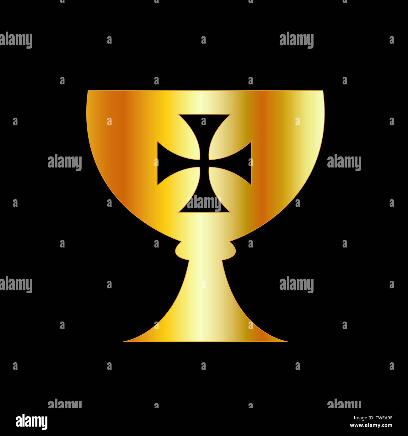 The Holy Grail or cup is a treasure, dish or stone with miraculous powers that provide happiness, eternal youth or sustenance in infinite abundance Stock Vector