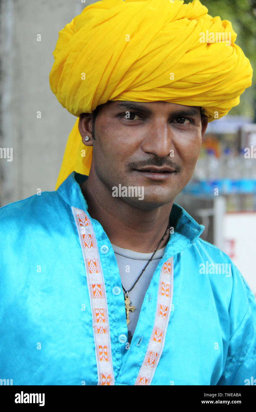 Portrait of a rajasthani man Stock Photo Alamy