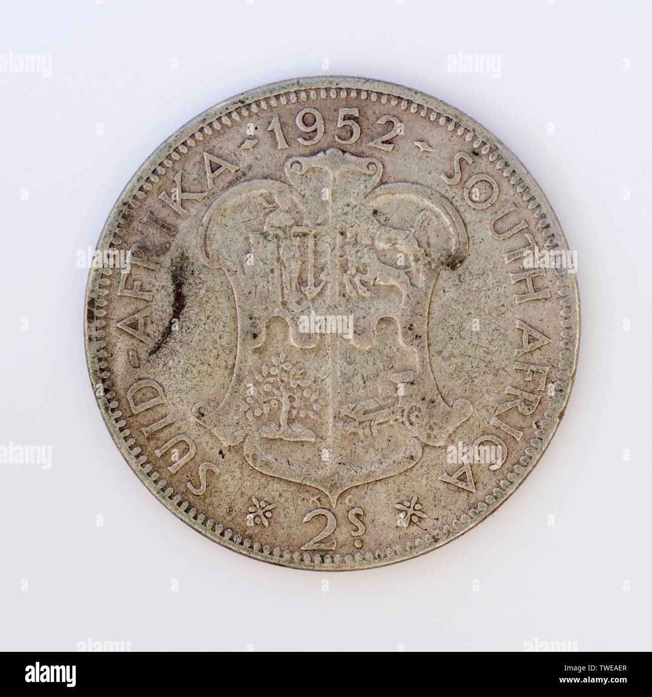 South Africa 2 Shillings - George VI Coin - 1952 Stock Photo