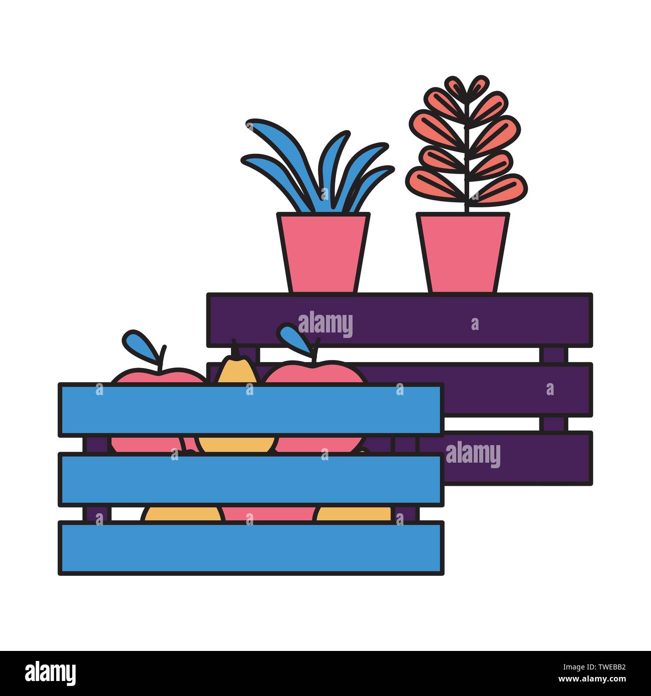 tropical fruits and potted plants Stock Vector Image & Art - Alamy