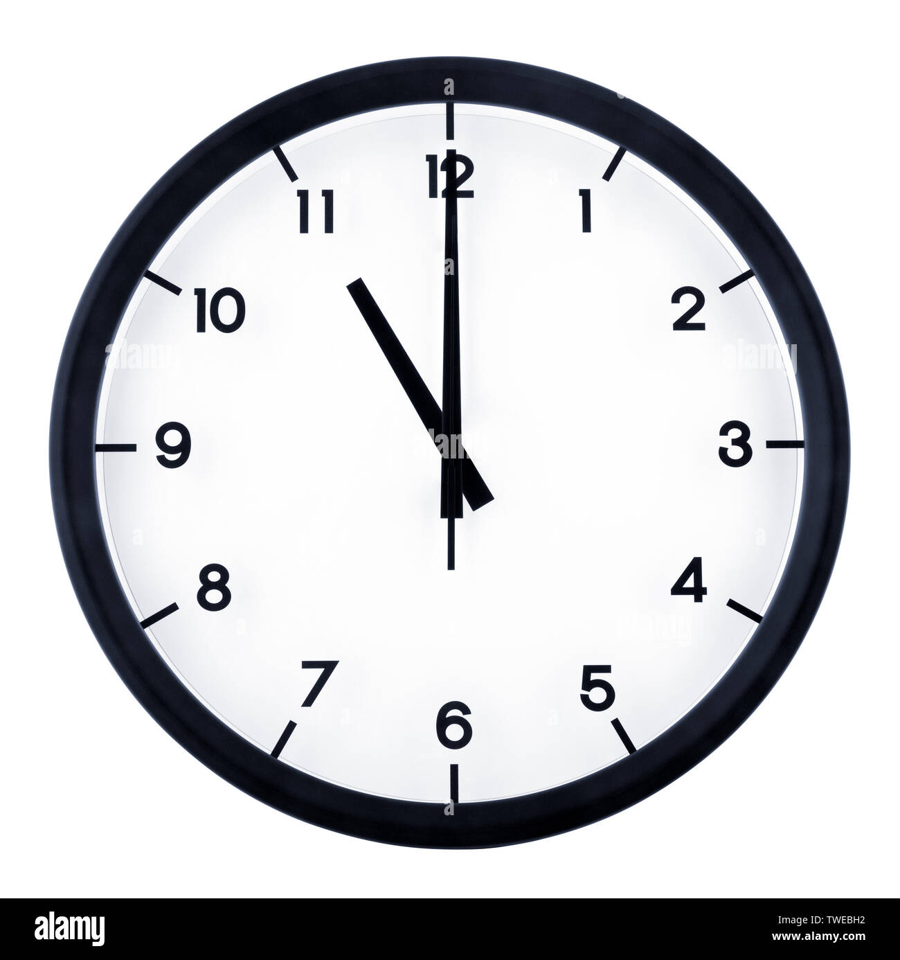 Classic analog clock pointing at 11 o'clock, isolated on white background Stock Photo