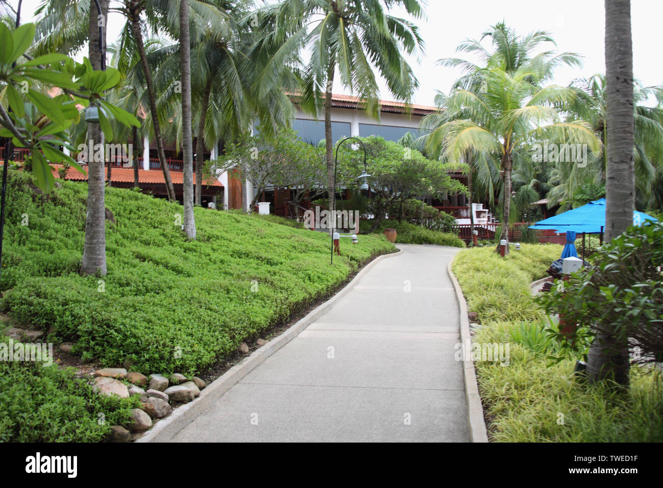 Walkway leading to tourist resort, Langkawi Island, Malaysia Stock
