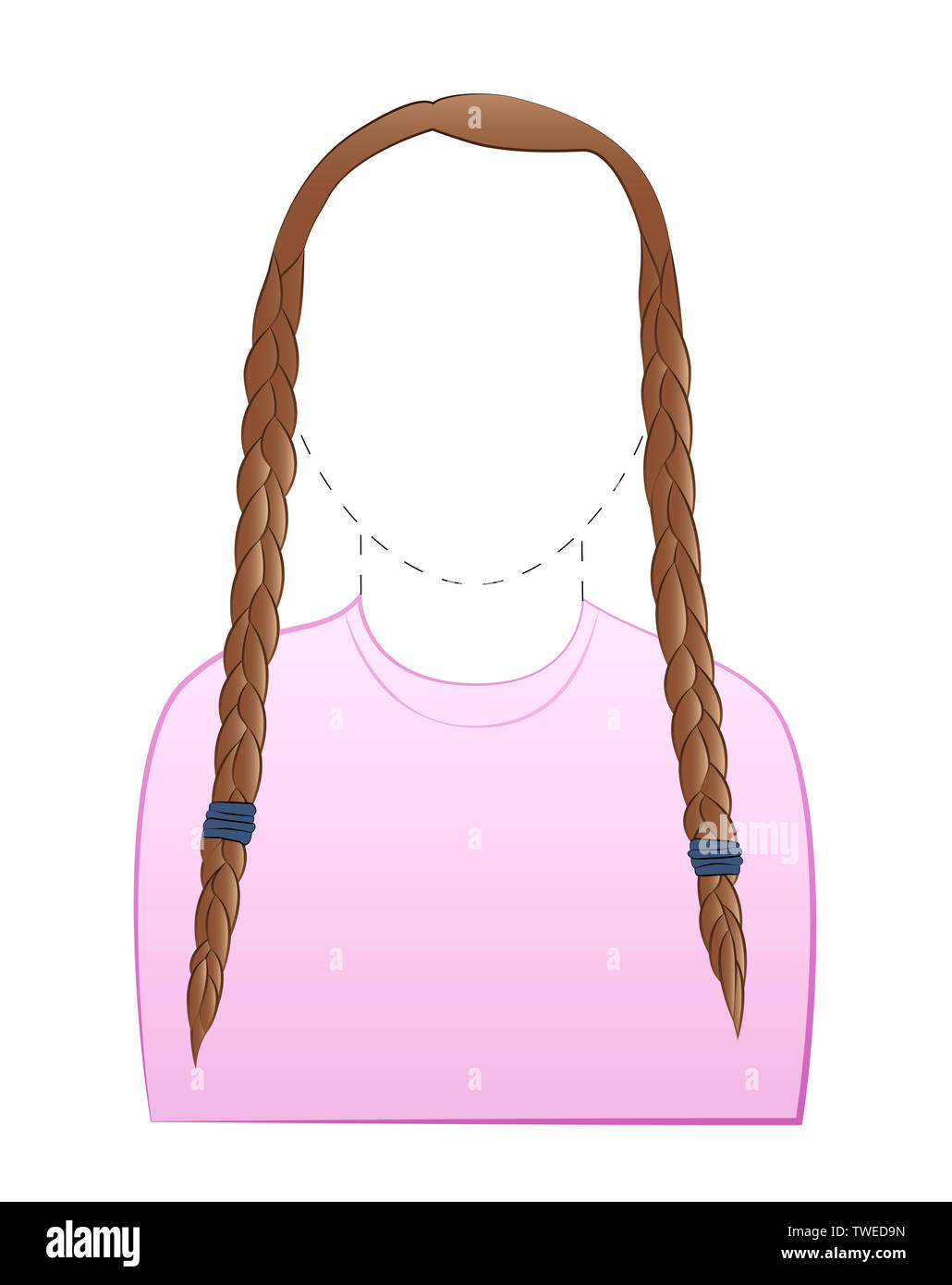 Greta braids. Blank face mask to insert your photo to identify with young climate activists and to combat climate change. I AM GRETA. Stock Photo