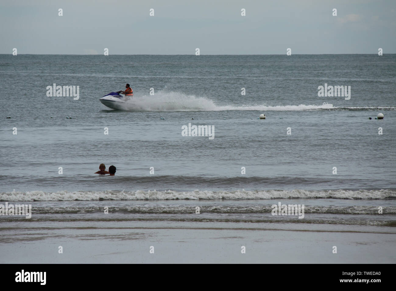 Man jet boating in the sea, Langkawi Island, Malaysia Stock Photo