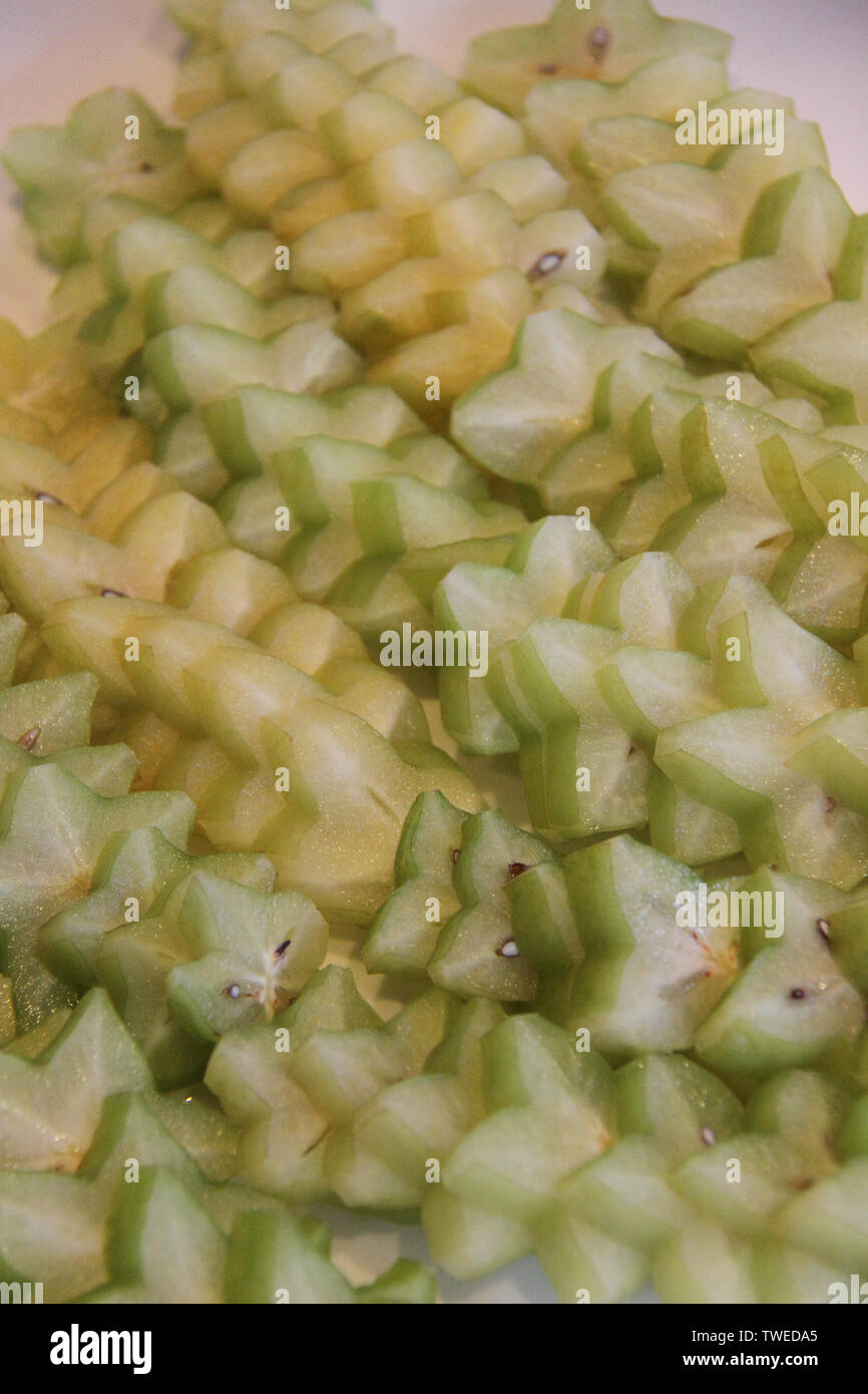 Close up of starfruit slices Stock Photo