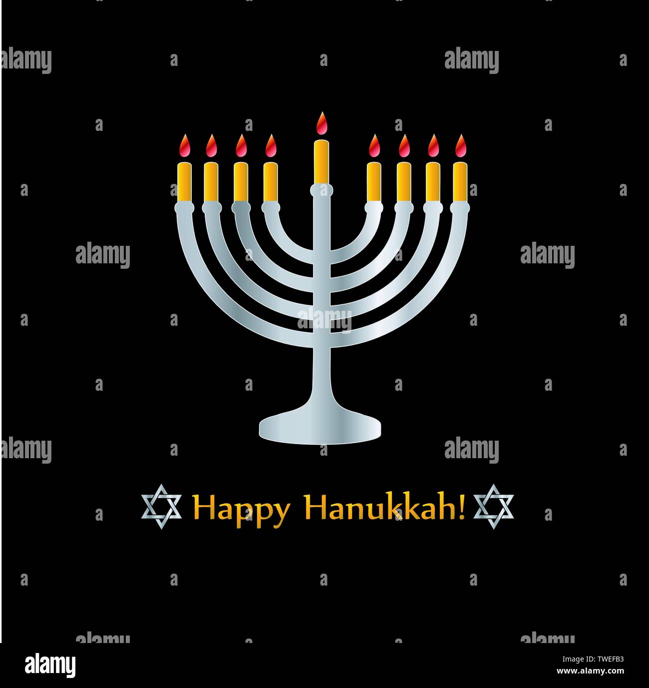 Happy Hanukkah poster Jewish holiday celebration with star of David symbol Stock Vector Image