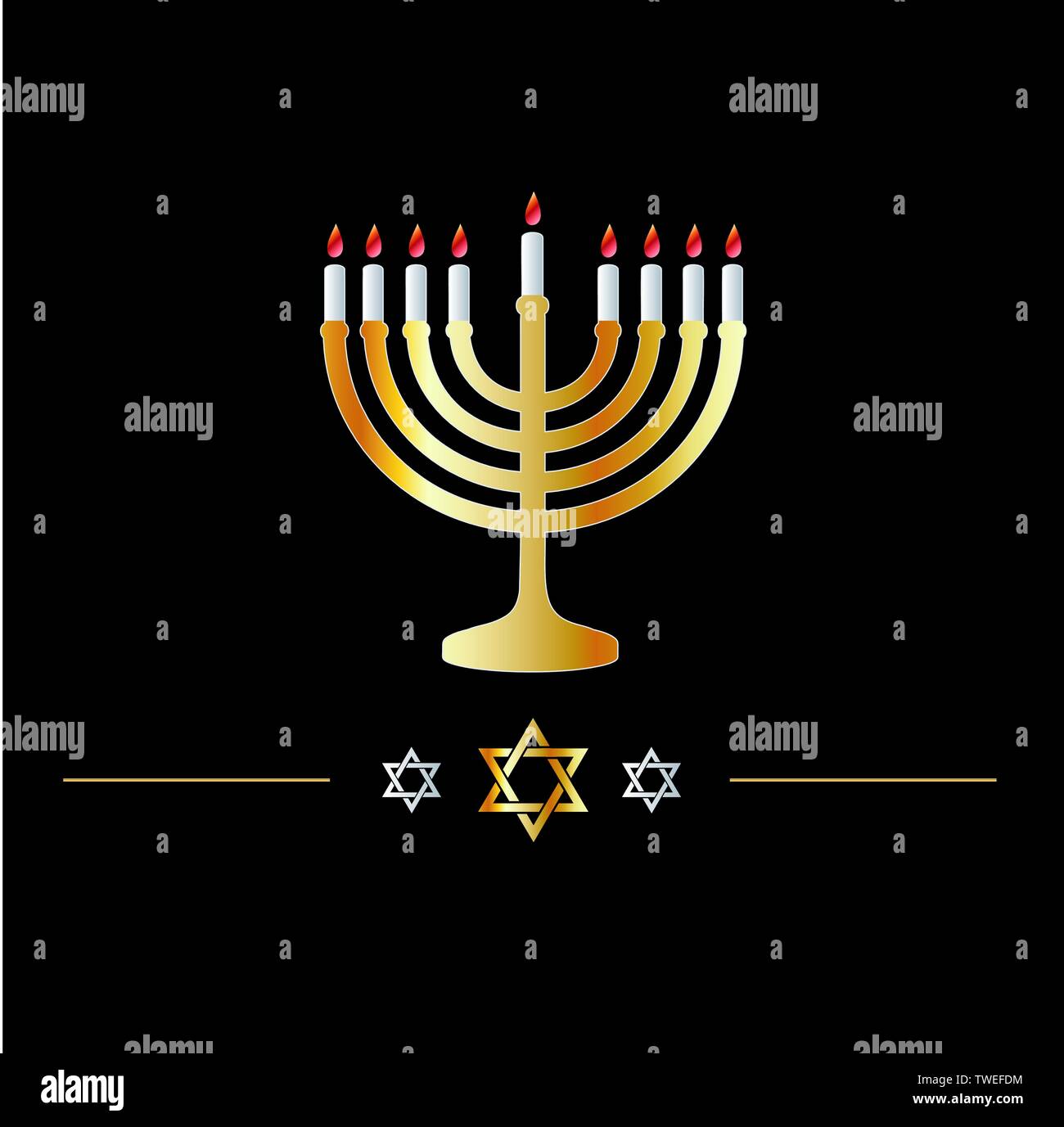Happy Hanukkah poster- Jewish holiday celebration with star of David symbol Stock Vector