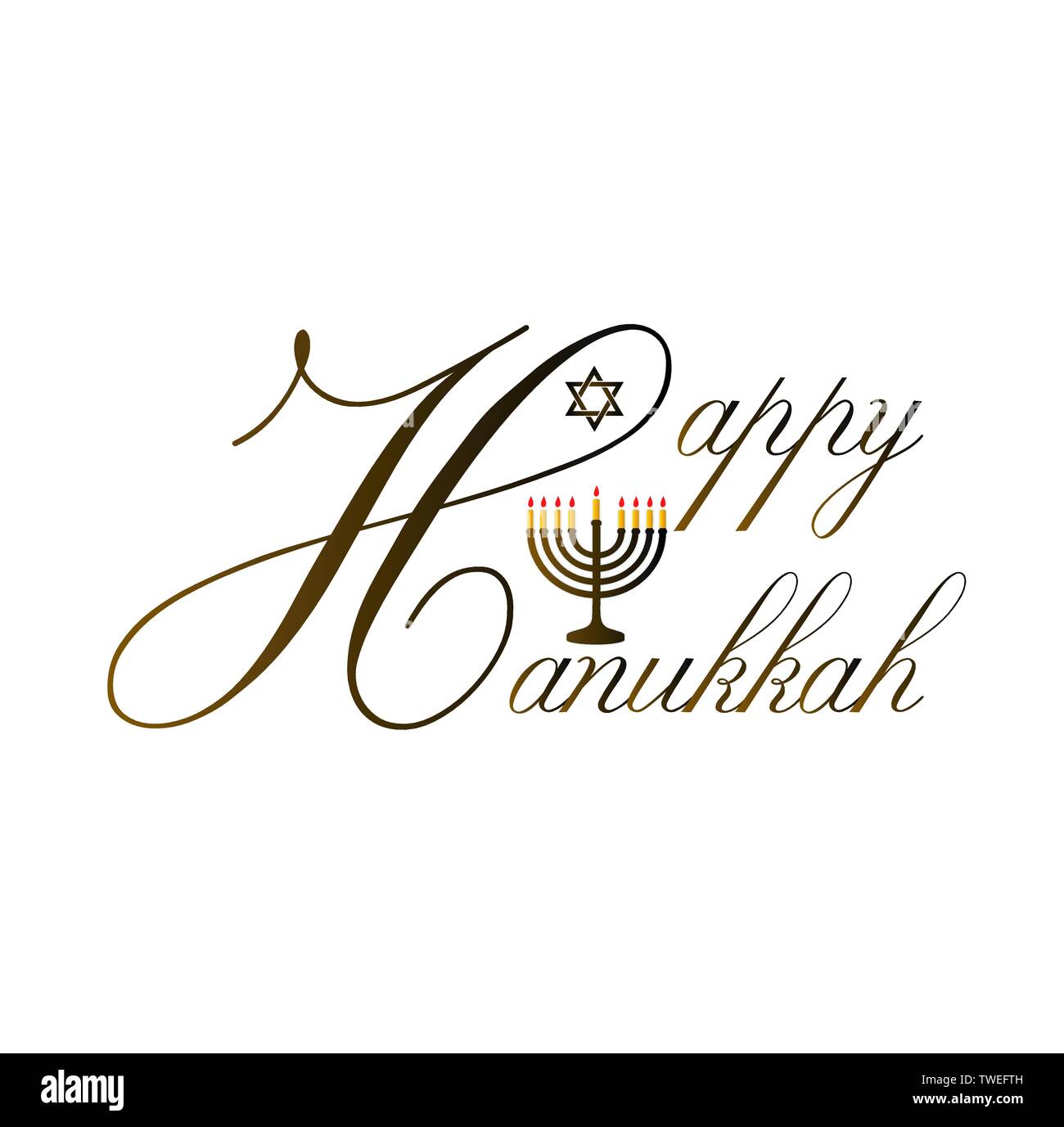 Happy Hanukkah poster- Jewish holiday celebration with star of David symbol Stock Vector