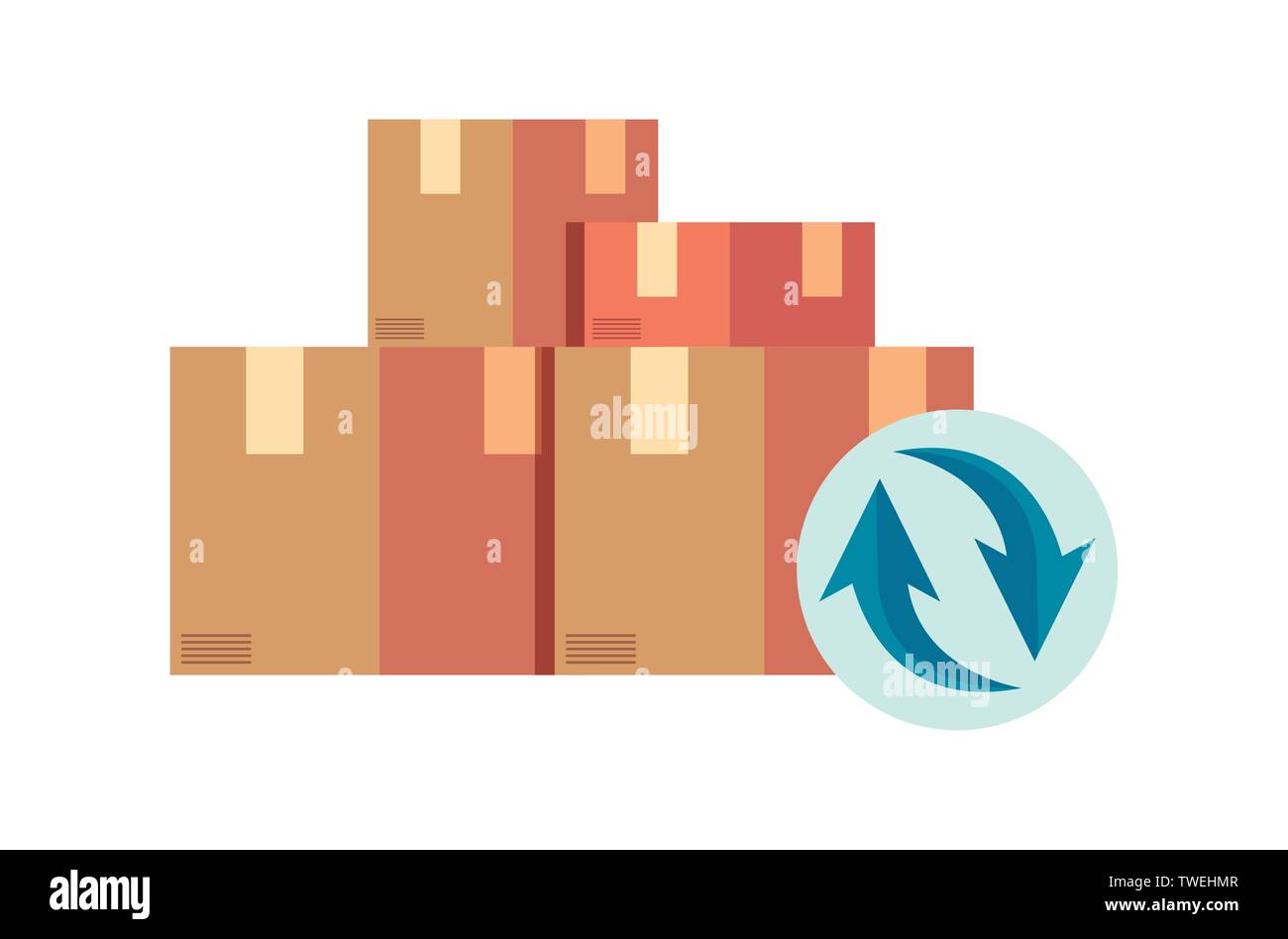 cardboard boxes service around delivery vector illustration Stock ...