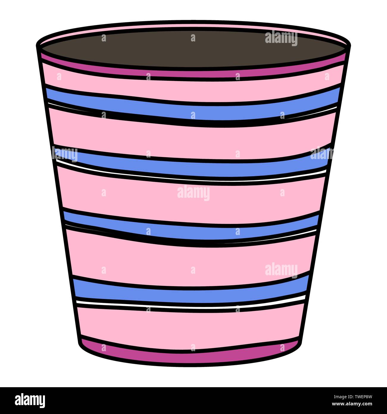 ceramic garden pot with stripes decorative vector illustration design ...
