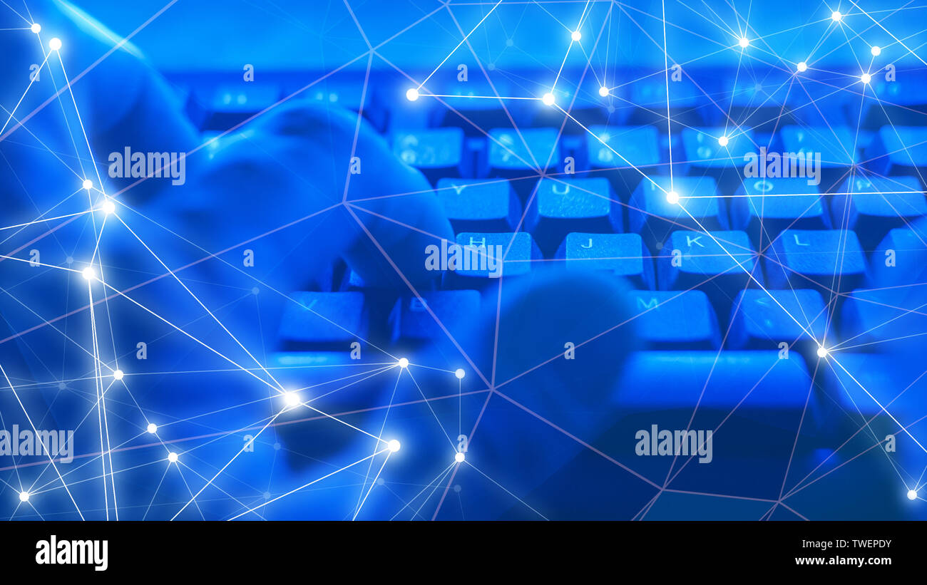 Science tech abstract background, cybersecurity IT, connections abstract concept Stock Photo