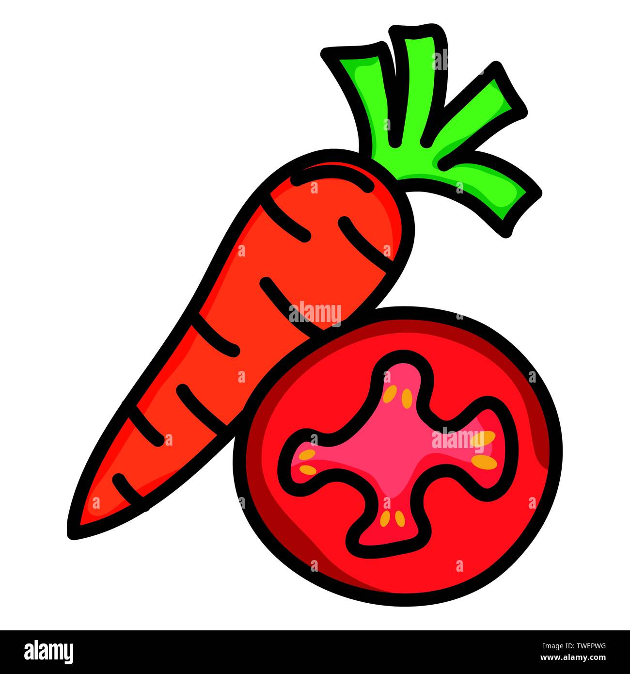 fresh tomato and carrot vegetables icons vector illustration design ...