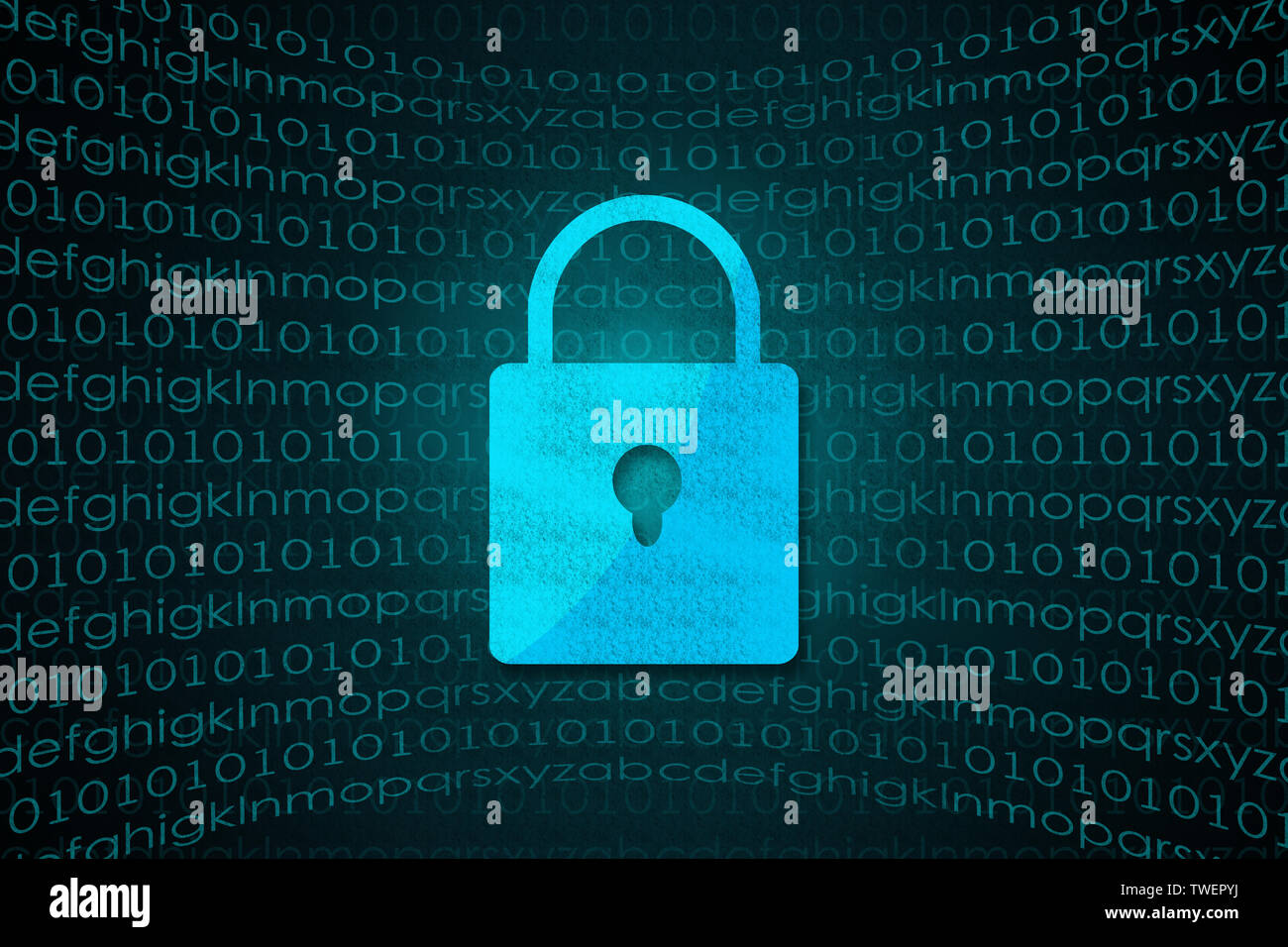 Electronic Digital Lock, Creative Map of Cyber Security Concept Stock Photo