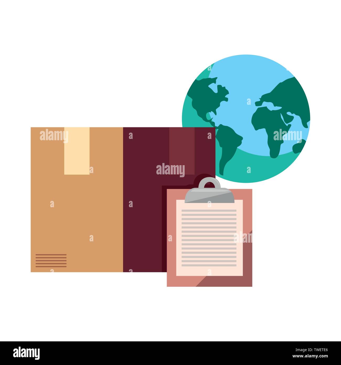 world cardboard box clipboard icon vector illustration Stock Vector ...