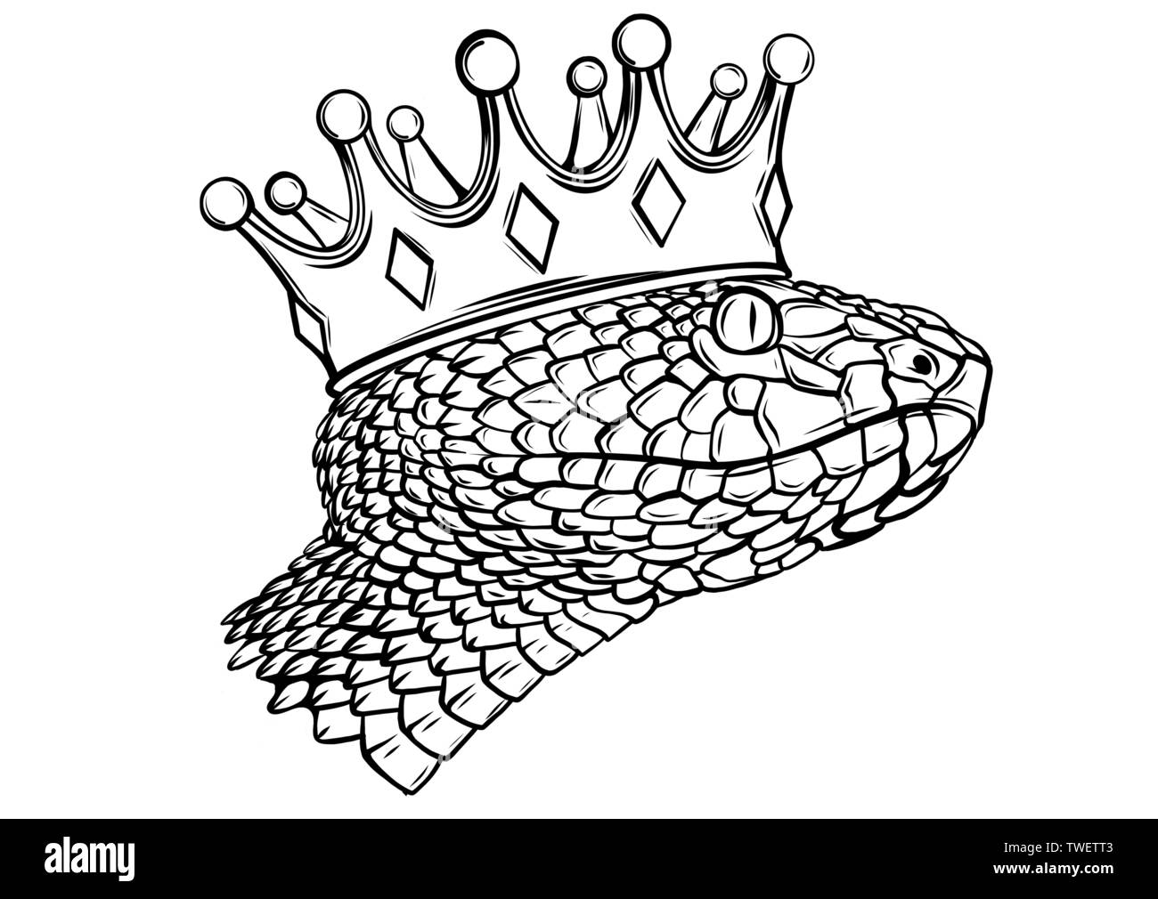 Uitgelezene Hand-drawn vintage Snake with Crown tattoo art. Vector IT-23