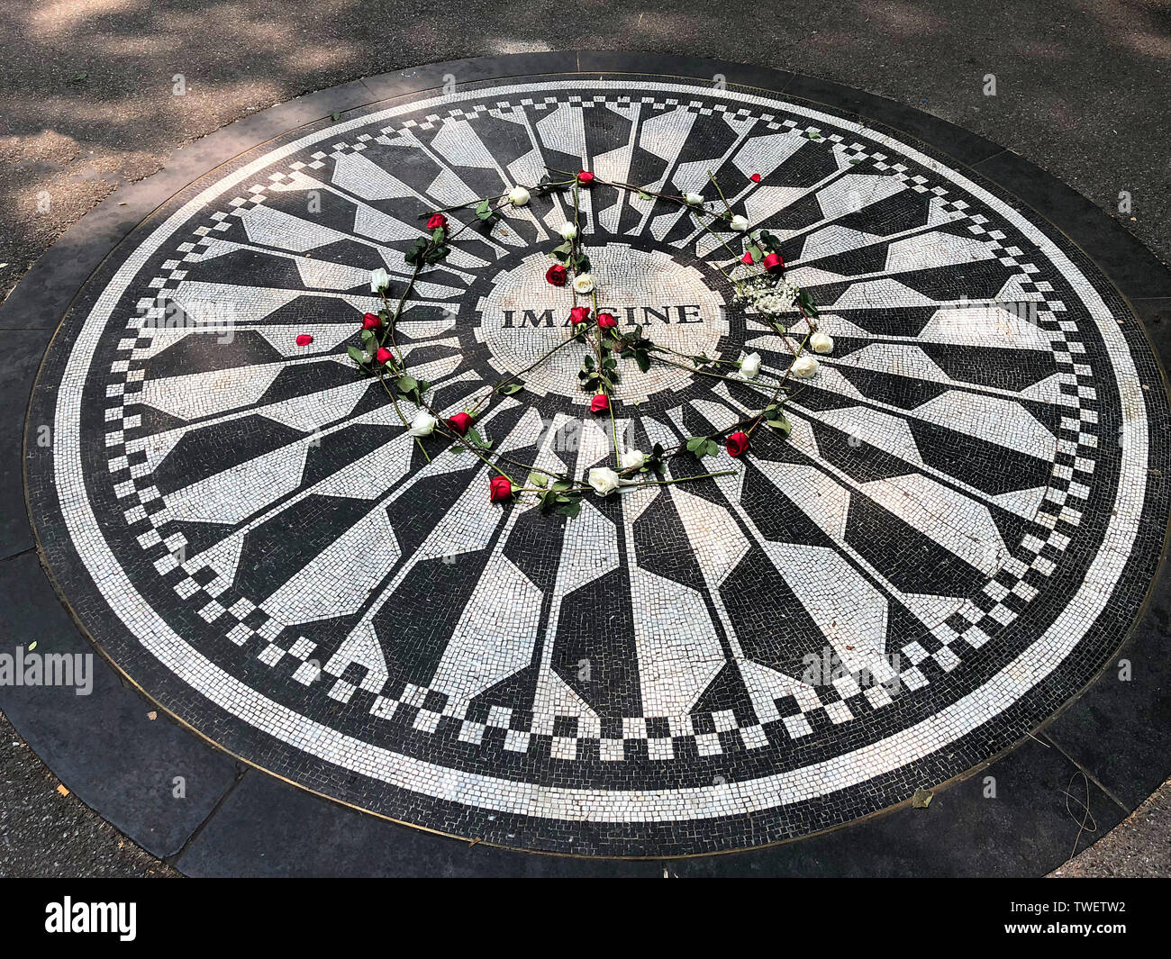 John Lennon's Imagine memorial, Strawberry Fields Forever, Central Park, New York City, New York, USA Stock Photo