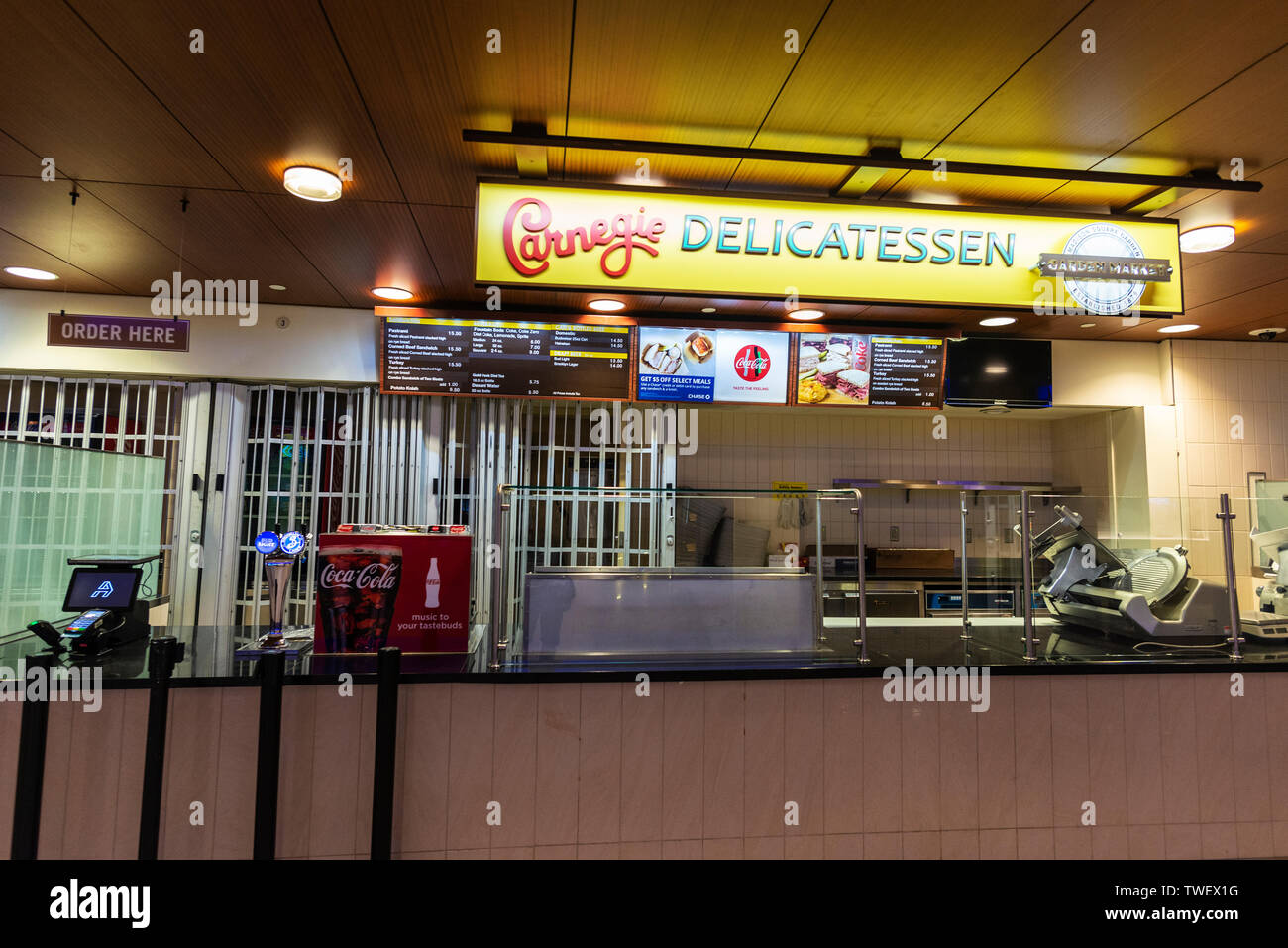 New York City, USA - July 31, 2018: Cafeteria Bar Inside Of The Madison ...