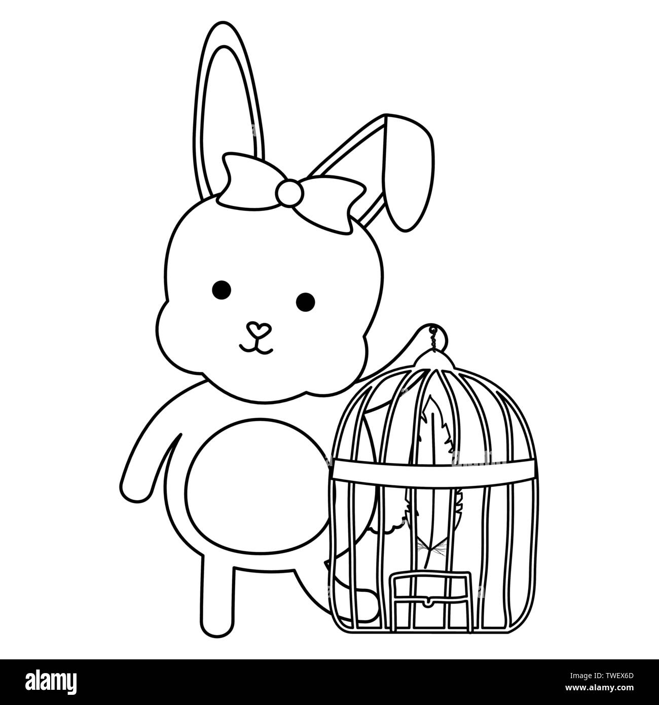 Rabbit Cage Clipart Black And White