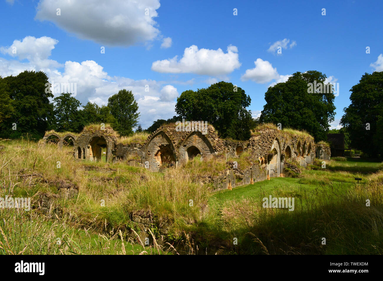 Hailes Abbey, Cistercian abbey, two miles northeast of Gloucestershire, England, UK