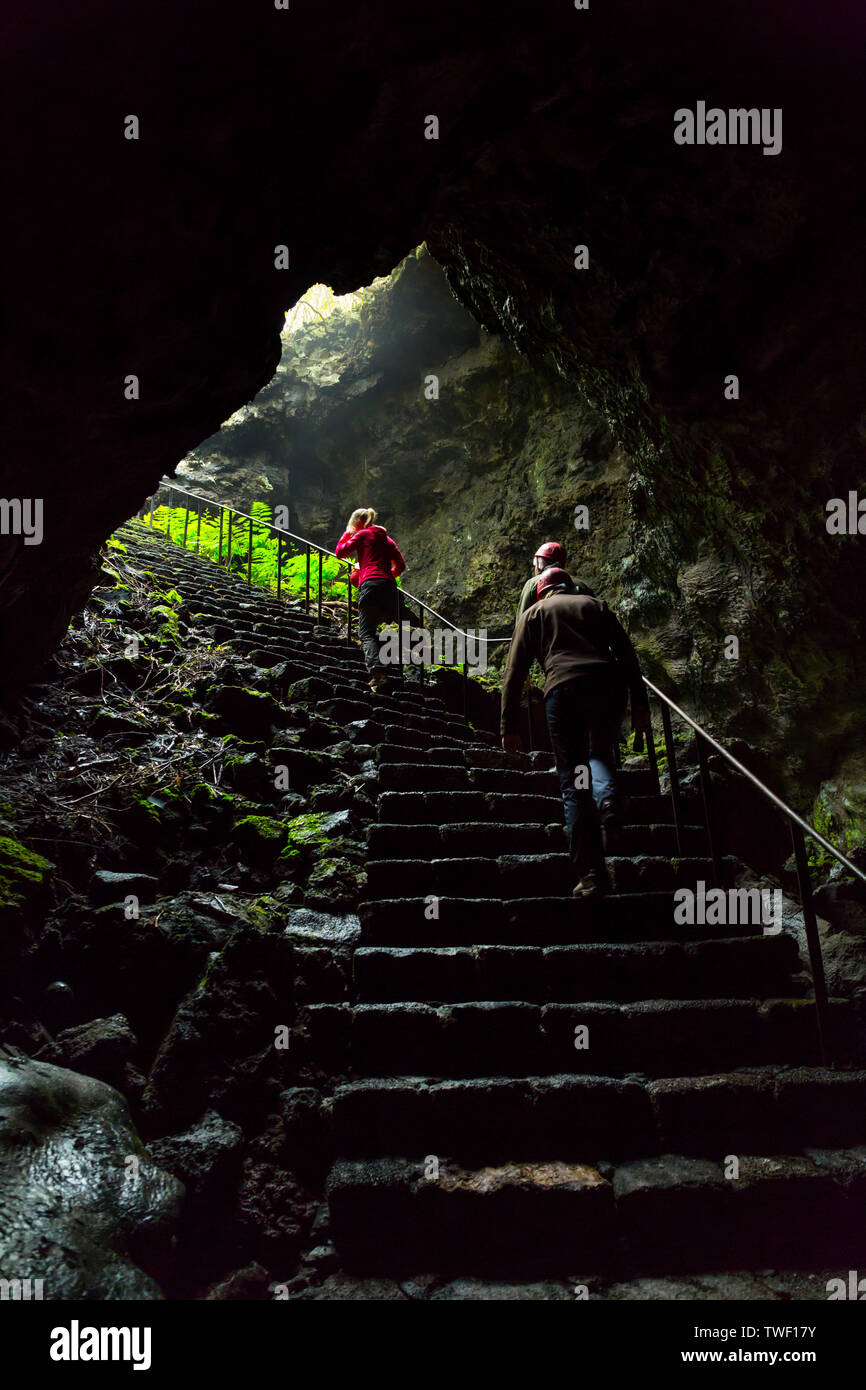 Lava cave Gruta das Torres, Municipality of Madalena, Pico Island, Azores Archipelago, Portugal, Europe Stock Photo