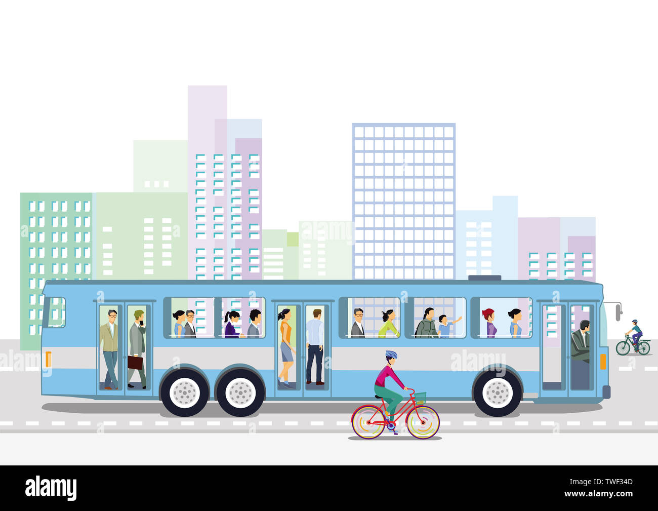 Public bus transport illustration Stock Photo