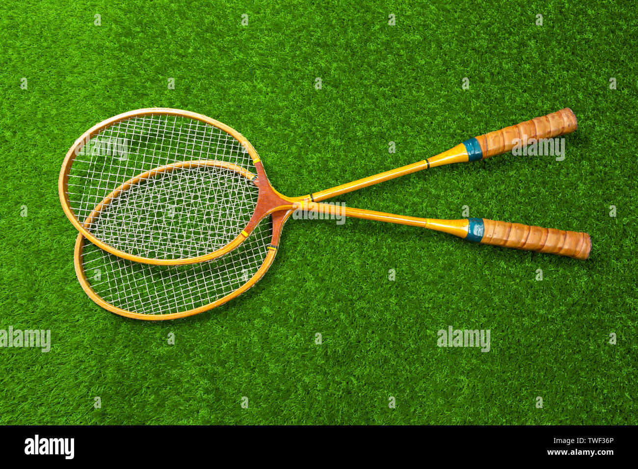 Badminton on grass Stock Photo Alamy