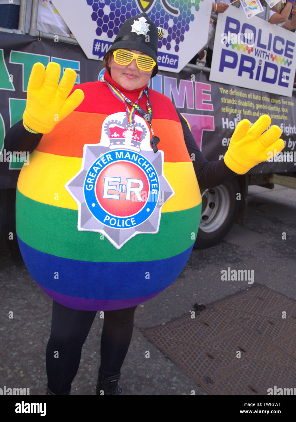 A police officer in rainbow uniform at Manchester, uk, LGBT ...