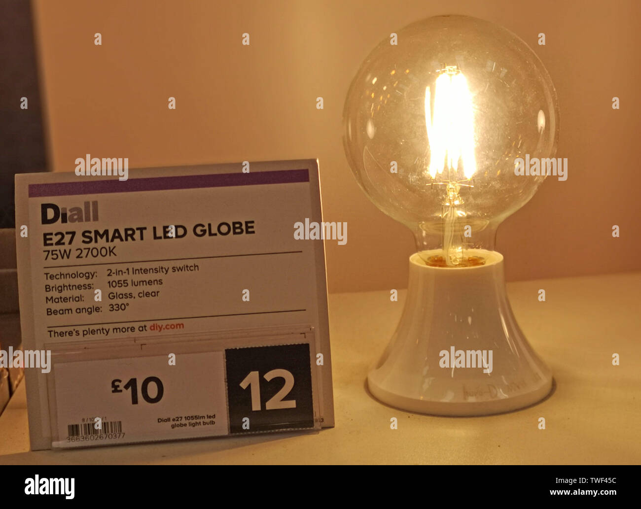 LED light bulbs on sale at a large store in Warwick Warwickshire
