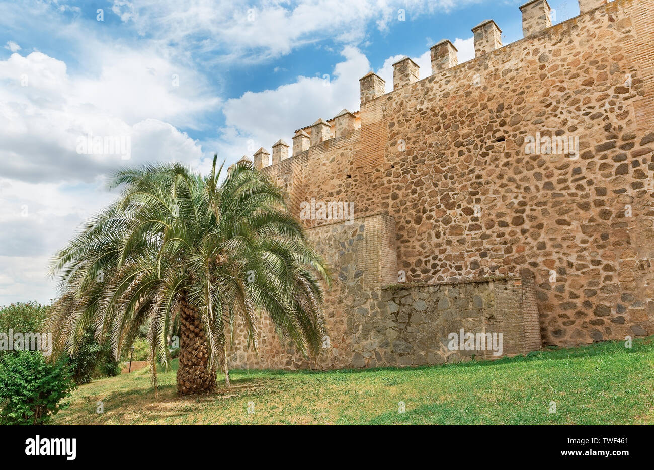 Old fortress wall in Toledo Stock Photo