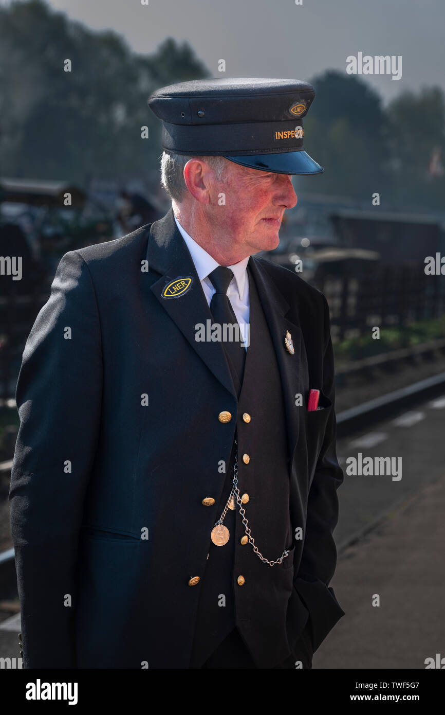 Railway inspector on the Great Central Railway. Stock Photo