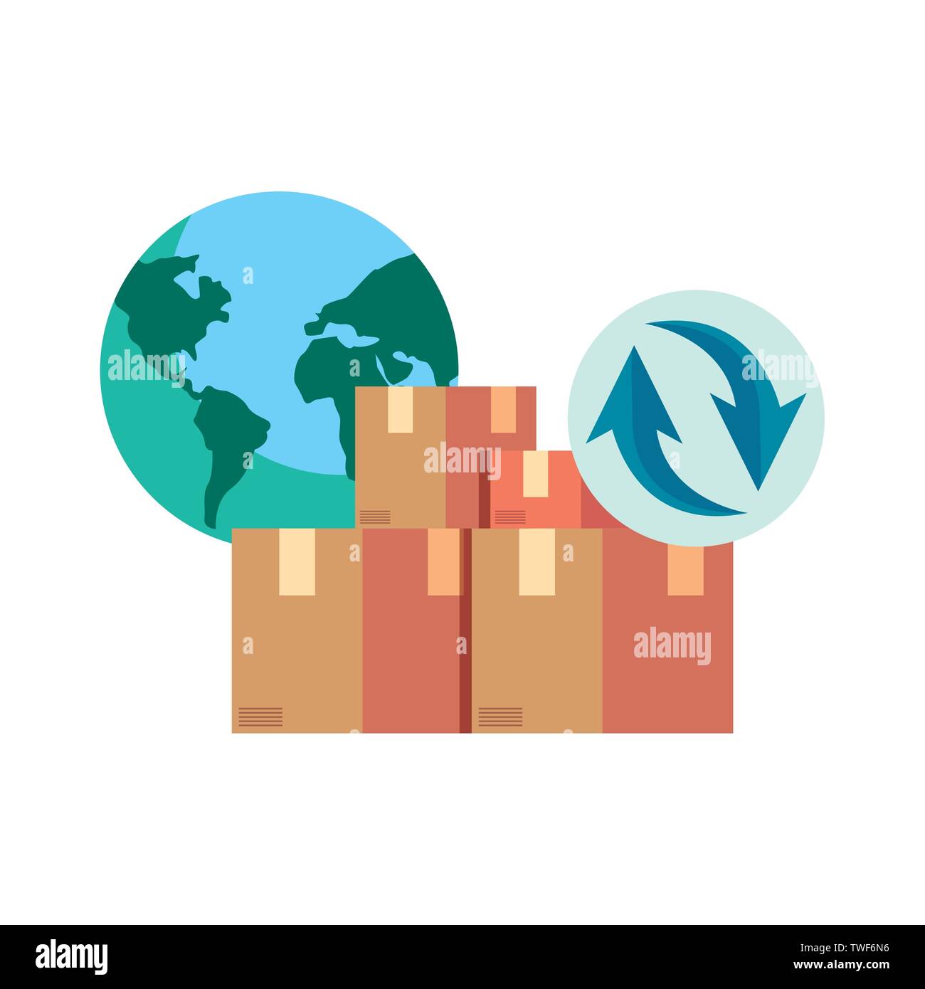 world cardboard box cargo shipping icon delivery vector illustration ...