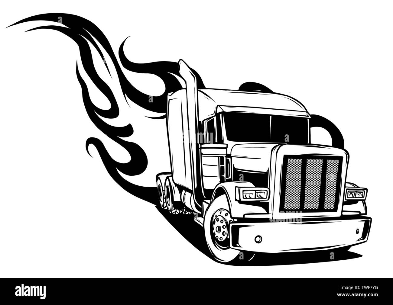 Vector Cartoon Semi Truck. vector illustration design Stock Vector Image &  Art - Alamy